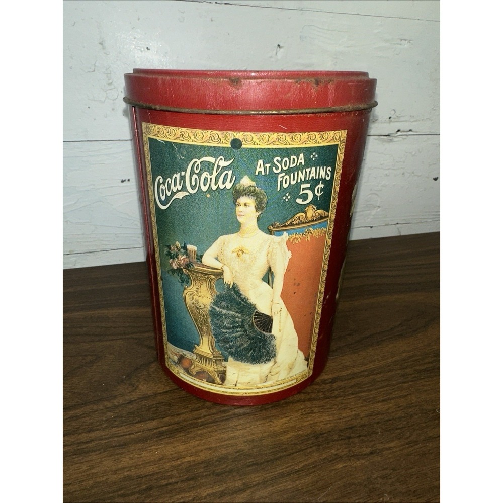 Vintage‎ Drink Coca Cola Delicious Refreshing Tin With Lid